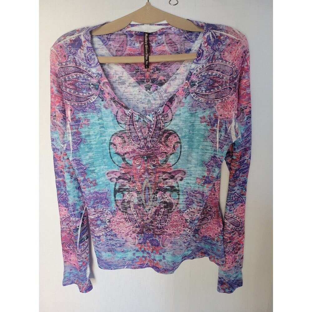 Mushka By Sienna Rose Women's Long Sleeve  Top Size L Boho Paisley